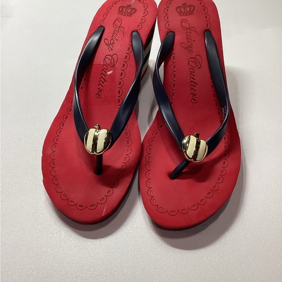 Juicy Couture Laney Wedge Striped Apple Charm Slip On Y2K Size 8 - Picture 5 of 11